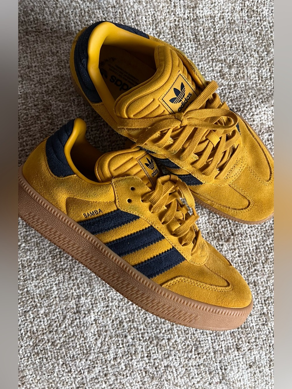 Men’s Size 11 adidas Samba XLG Suede 'Bold Gold / Night Indigo' Sneakers